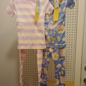 Cat & Jack Pink Striped and Blue Patterned Kids Pajama Set